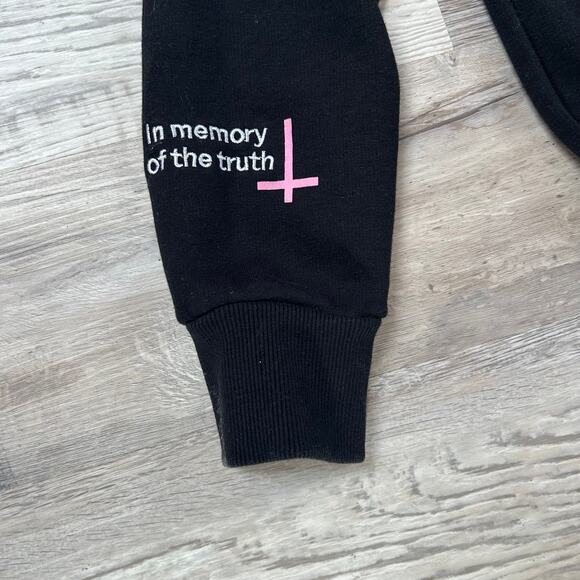 Cheap Monday Black Hoodie XS Graphic Print Slogan Punk Sweatshirt Gothcore - Picture 3 of 9